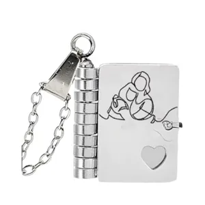 Stainless steel book locket necklace openable pendant mother's day gift jewelry women