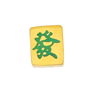 Ciondolo piastrella mahjong in acciaio inossidabile dorato smalto verde dettaglio gioiello