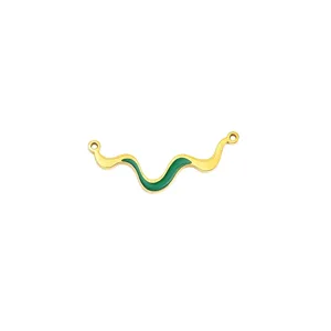 Connettore per gioielli ondulato smalto verde in acciaio al titanio ciondolo DIY.