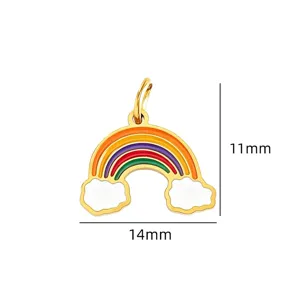 Gedetailleerd overzicht van de kleurrijke geëmailleerde regenboog hanger voor sieraden maken.
