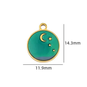 Vergulde groene emaille halve maan ster hanger DIY sieraden maker benodigdheden 14.3mm
