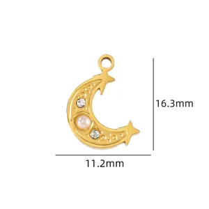 Gouden maan ster bedel hanger DIY sieraden accessoire maat 16.3x11.2mm leuke stijl
