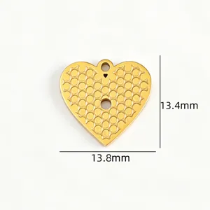 Retro embossed heart 18k titanium steel pendant multi texture DIY jewelry accessory