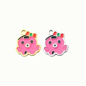 Stainless steel pink octopus pendant DIY charm cute animal jewelry making accessories