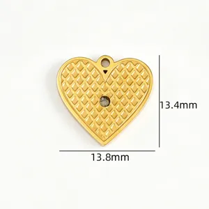 Retro embossed 18k titanium steel heart pendant, stylish DIY necklace jewelry accessory.