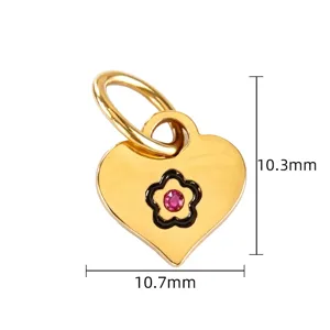 Minimalist gold titanium steel heart flower pendant detail shot, stylish DIY jewelry accessory.