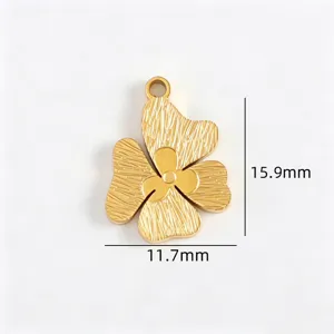 Gold titanium steel vintage geometric flower pendant DIY necklace bracelet charm accessory