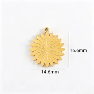 Gold geometric flower pendant titanium steel DIY necklace bracelet jewelry accessories