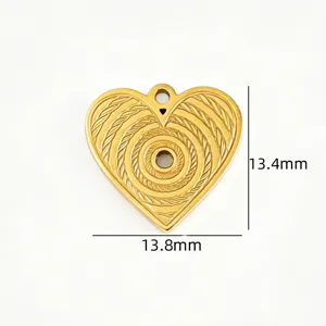 Retro embossed heart pendant detail, 18k titanium steel DIY handmade jewelry accessory.