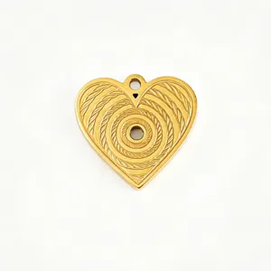Vintage gold stainless steel heart pendant charm DIY jewelry making necklace accessory item