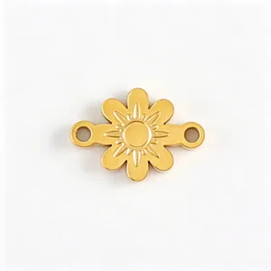Gold stainless steel DIY flower connector jewelry component for bracelet necklace making