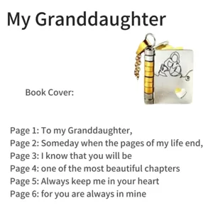 Titanium steel book pendant necklace with heartfelt granddaughter engraved quotes for gift.