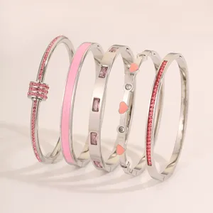 Elegante Edelstahl Strass Armreif Set für Damen Mode minimalistischer Schmuck Geschenke.