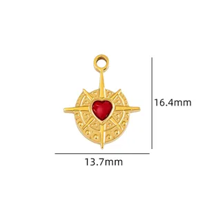 Gouden kompas hart hanger DIY ketting sieraden accessoire maat 13.7x16.4mm charm