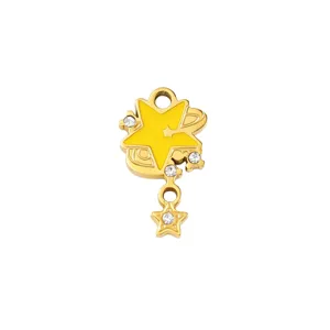 Zomerse frisse gele geëmailleerde gouden ster hanger DIY handgemaakte ketting armband accessoire