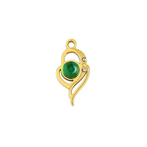 Edelstahl Gold Anhänger mit grünem Stein DIY Halskette Armband Schmuck Hauptansicht