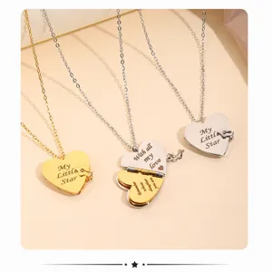 Stainless steel heart locket book necklace for women, openable custom engraved jewelry.