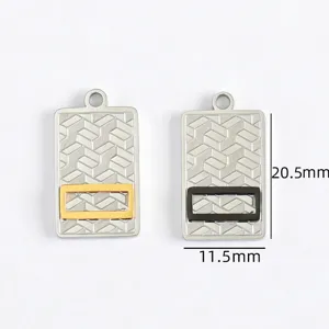 Stainless steel geometric pendant detail view with 20.5mm height and 11.5mm width.