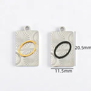 Stainless steel geometric oval pendant charms DIY necklace jewelry making accessories 2pcs