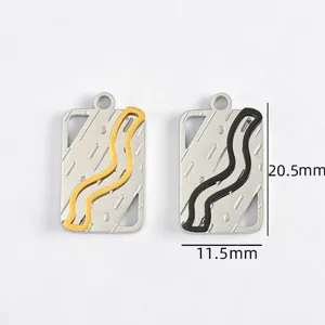 Stainless steel geometric oval pendant charm DIY jewelry accessories close-up view.