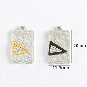 Stainless steel two-tone geometric oval pendant DIY handmade necklace jewelry accessory detail