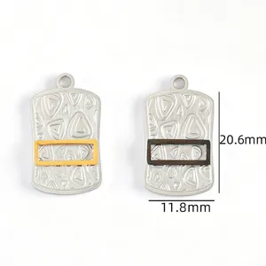 Stainless steel two-tone geometric pendant charms for DIY handmade necklace jewelry accessories
