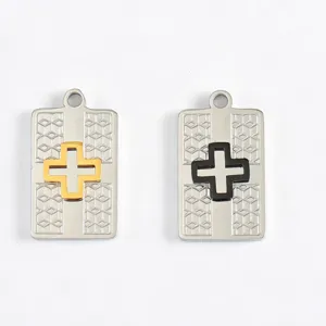 Stainless steel two tone geometric cross pendant diy necklace jewelry accessories main