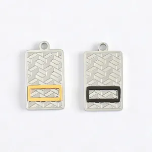 Stainless steel geometric charm pendant DIY necklace jewelry accessory two-tone design