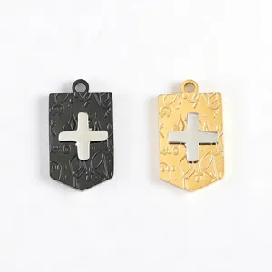 Stainless steel geometric cross pendant charm two-color DIY necklace jewelry finding