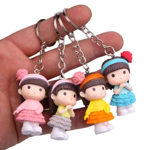 Leuke cartoon klein meisje sleutelhanger 4 stijlen hars pop tas hanger cadeautjes leuk