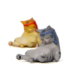 Mini faule Katze Harz Figuren Set, süße Desktop Ornament Mikrolandschaft Details.