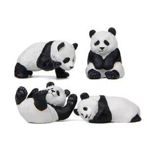 Süße Miniatur Panda Figuren Set, vier verspielte Posen Harz Tier Deko für Zuhause.