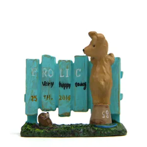 Resin Puppy Fence Miniature Landscape Ornament Cute Animal Garden Succulent Flower Pot Decor Photography Props