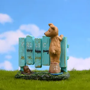 Resin dog fence miniature figurine gardening succulent plant potted landscape decor ornament cute