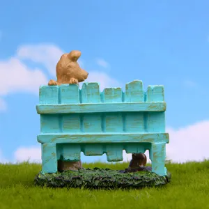 Cute puppy fence succulent garden insert resin ornament detail photography prop decor