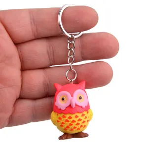 Cute owl keychain cute cartoon animal bag pendant metal key ring for car keys women gift