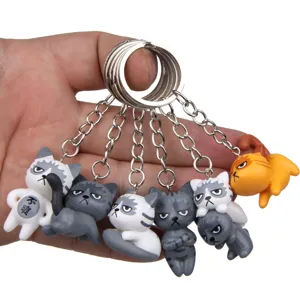 Süße Cartoon Katze Figur Schlüsselanhänger Kreative Anime Paar Tasche Anhänger Auto Schlüsselring Für Frauen Männer Brieftasche Ornament