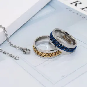 Edelstahl Spinner Kettenring für Herren, drehbarer Dekompression Mode Schmuck Artikel.