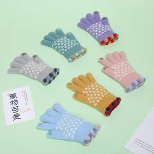 Guanti Tattili in Maglia Caldi Invernali da Donna Motivo Cuore Simpatico Guanti in Acrilico Dito Completo Ciclismo Quotidiano