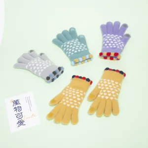 Donne inverno simpatici guanti in maglia touchscreen dita intere caldi motivo cuore