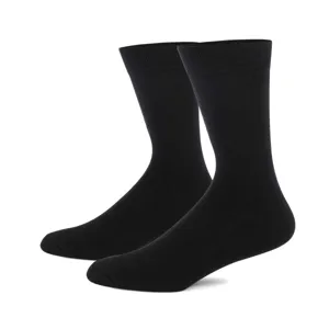 Classic solid black long socks for men, comfortable everyday wear for business or casual outfits.