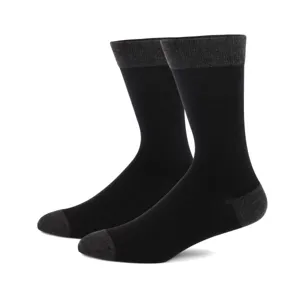 Men's long business dress socks, colorblock contrast heel and toe design, comfortable fit.