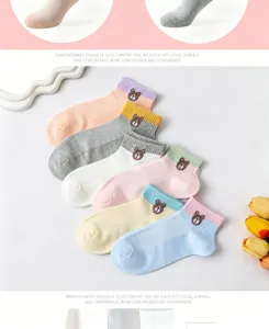 Femmes chaussettes courtes fines en maille été respirant mignon dessin animé ours style coréen
