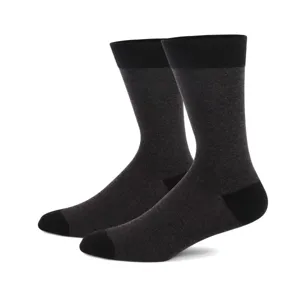 Premium men's crew socks in dark grey with black contrast toes and heels. Perfect for business wear.