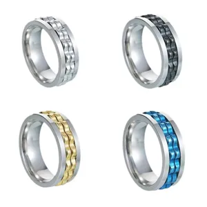 Edelstahlring Spinner für Herren, Anti-Stress Fidget Zahnrad Design, mehrfarbige Mode.