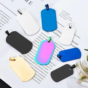 Stainless Steel Dog Tag Pendant Military ID Tag Hip Hop Necklace For Men Smooth Blank Metal Jewelry Accessory