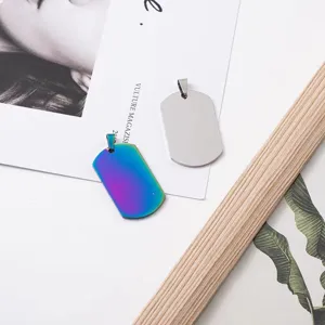 Stainless steel blank dog tag pendant custom engraved necklace hip hop jewelry for men