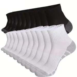 Men athletic crew socks cushioned towel bottom breathable sports basketball socks multi pack