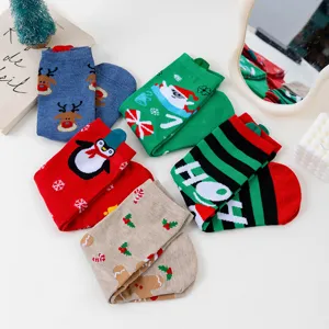 Cute Christmas cartoon mid-tube socks for women, festive winter cotton socks set new