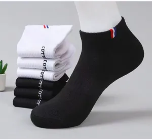 Herren kurze Socken atmungsaktiv Baumwolle Freizeit Sportsocken schwarz weiss Pack